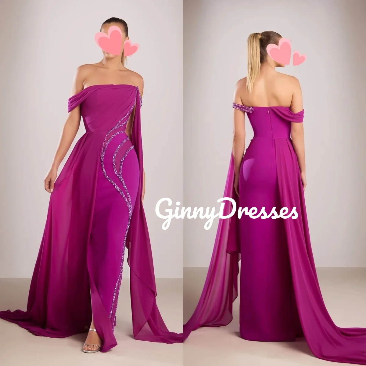 Abiti da festa Colonna Personalizza Abito da sera Spalle scoperte Perline al pavimento Cerniera Maniche corte Abiti da compleanno Lux