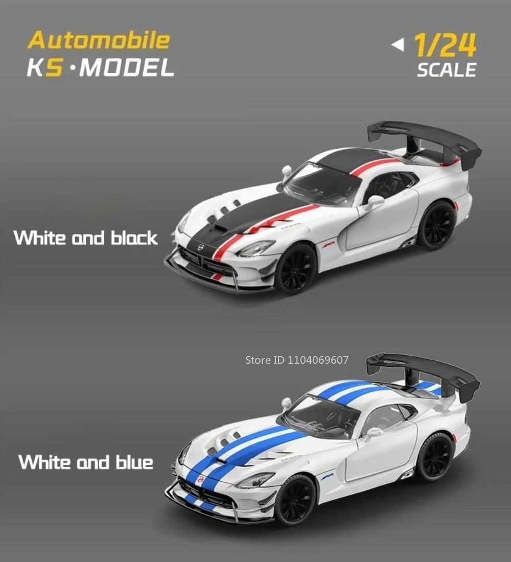 1:24 Viper Cobra Modellspielzeug, Sportwagen, Legierung, Druckguss, Ton, Licht, Türen geöffnet, zurückziehen, exquisite Innensammlung, Supercars – Detail 5