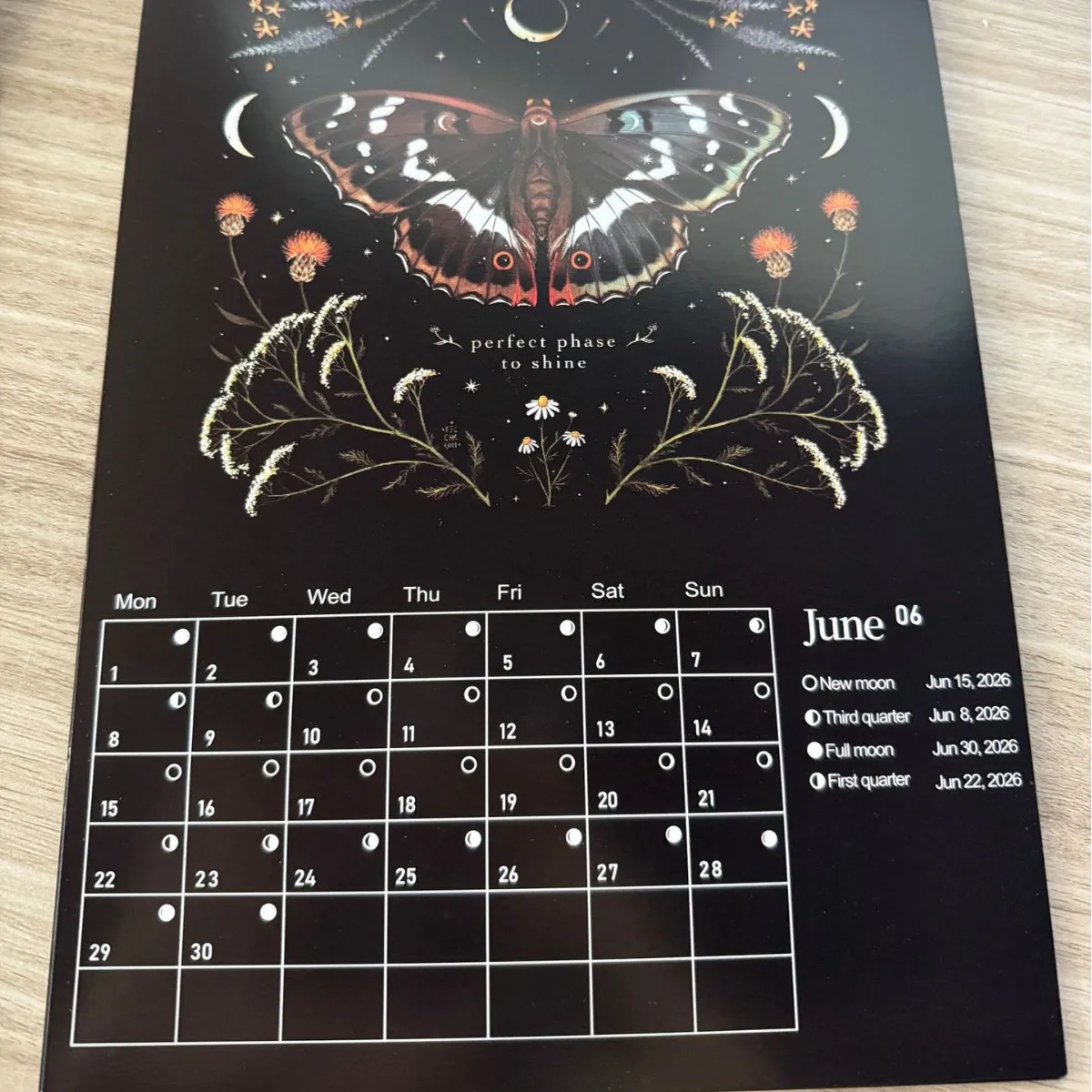 Calendario della foresta oscura 2026 Calendario degli animali Calendario lunare della foresta della casa d'arte