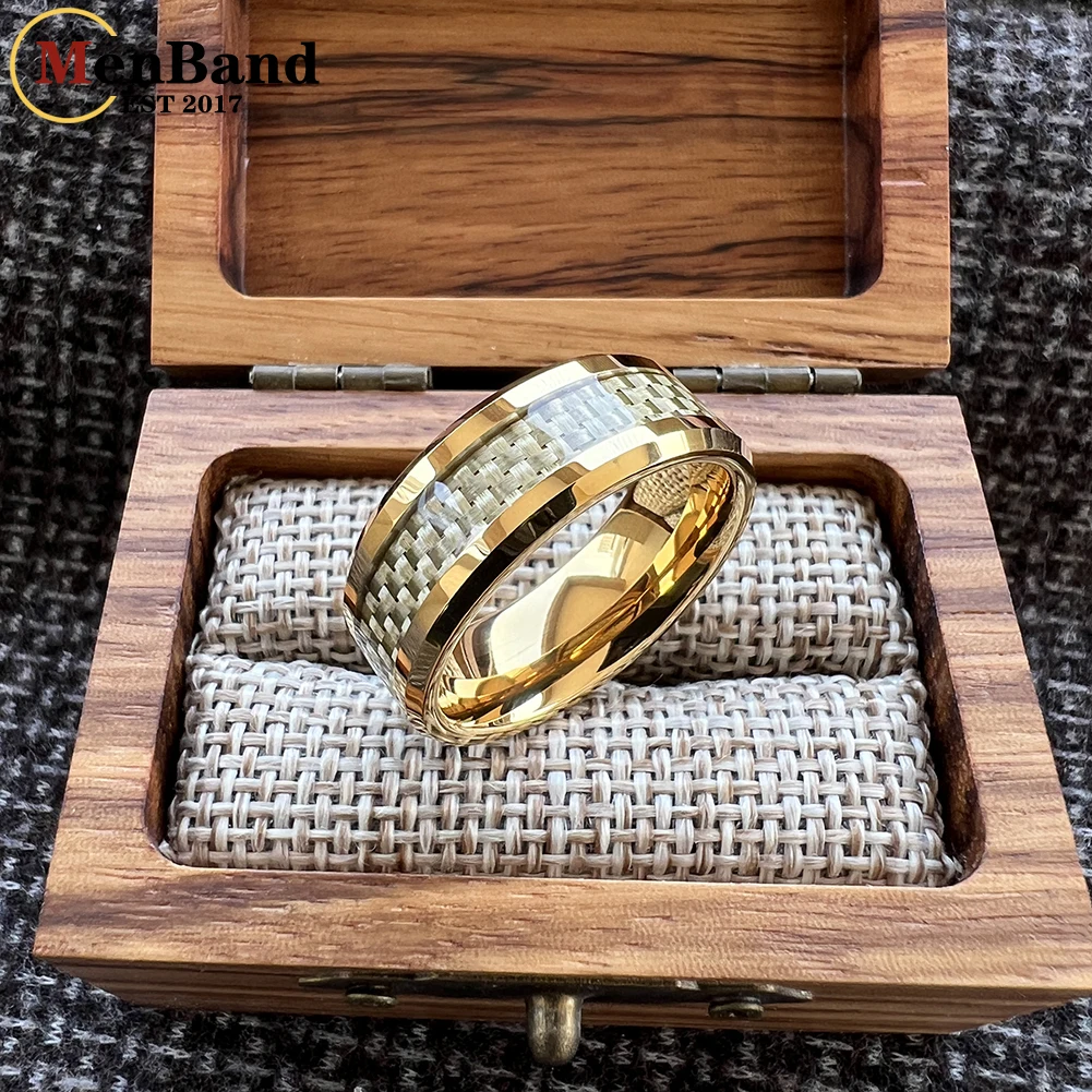 MenBand 4/6/8 مللي متر الذهب ألياف الكربون البطانة التنغستن الدائري للرجال النساء موضة المشاركة الزفاف الفرقة عصرية ومريحة