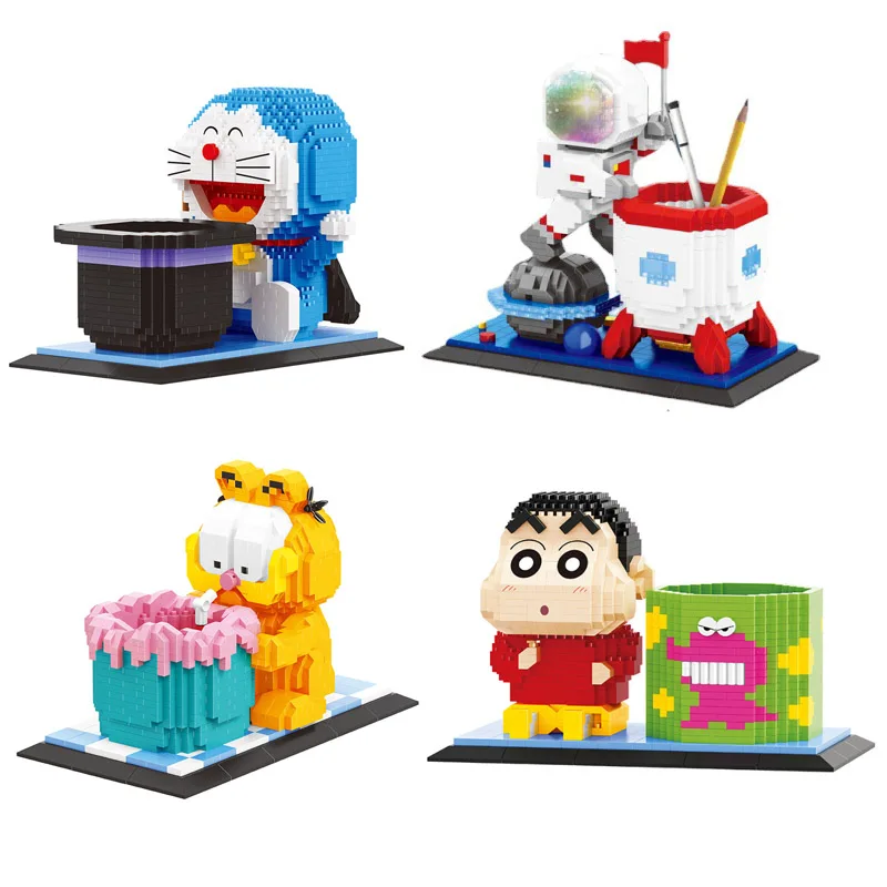 Balody Pen Container Micro Building Blocks Losto Garfield Assembled Model Doraemon Mini Brick Figure Toy For Kid Gift