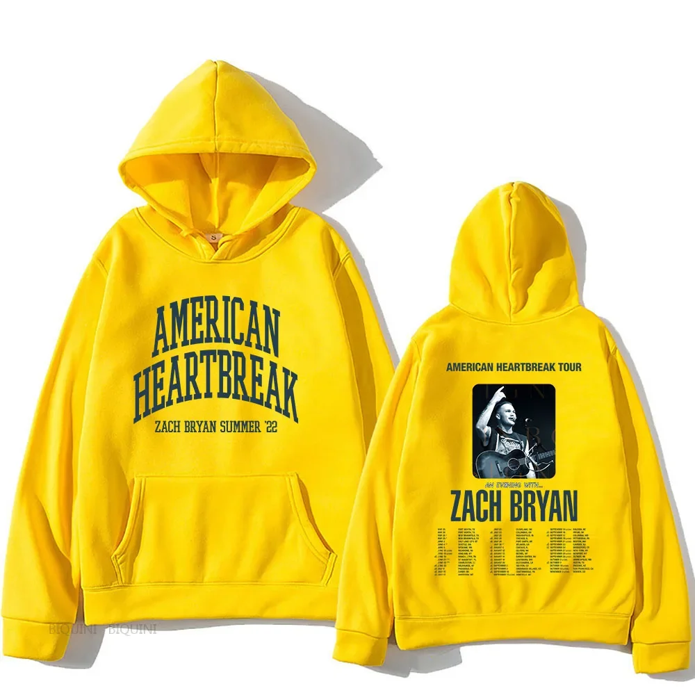 American Heartbreak Printed Hoodie Zach Bryann Vintage Sweatshirts Men Casual Streetwear Hoody Unisex Fleece Autumn Pullovers