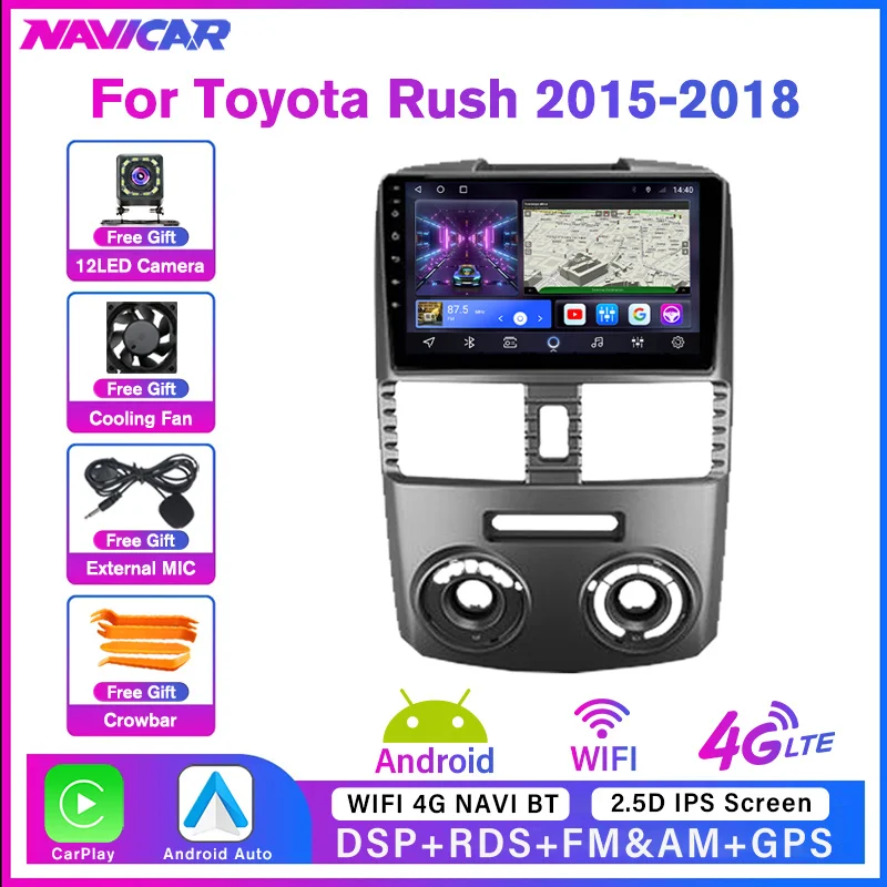 NAVICAR 2Din Android 10 Car Radio For Toyota Rush RHD 2015-2018 Stereo Receiver GPS Navigation Auto Radio Car Multimedia Player