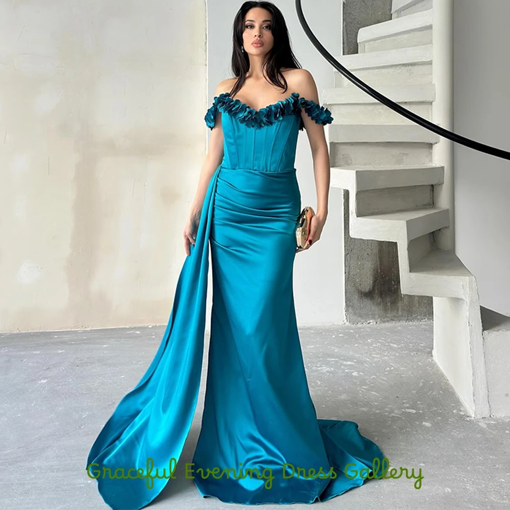 فستان سهرة كلاسيكي بحورية البحر من الساتان مخصص، فساتين بسيطة لحفلات العودة للوطن، بأربطة من الخلف، فساتين مناسبة خاصة