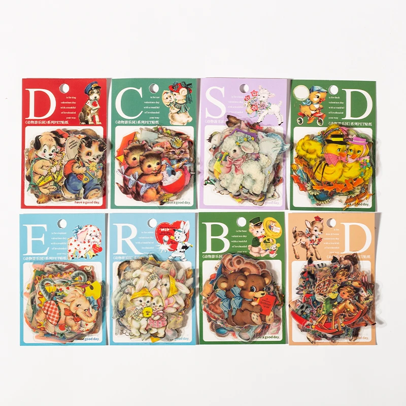 40Pcs Retro Animal Stickers Decoration DIY Scrapbooking Hand Account Collage Diary Album Kawaii Stationery Sticker