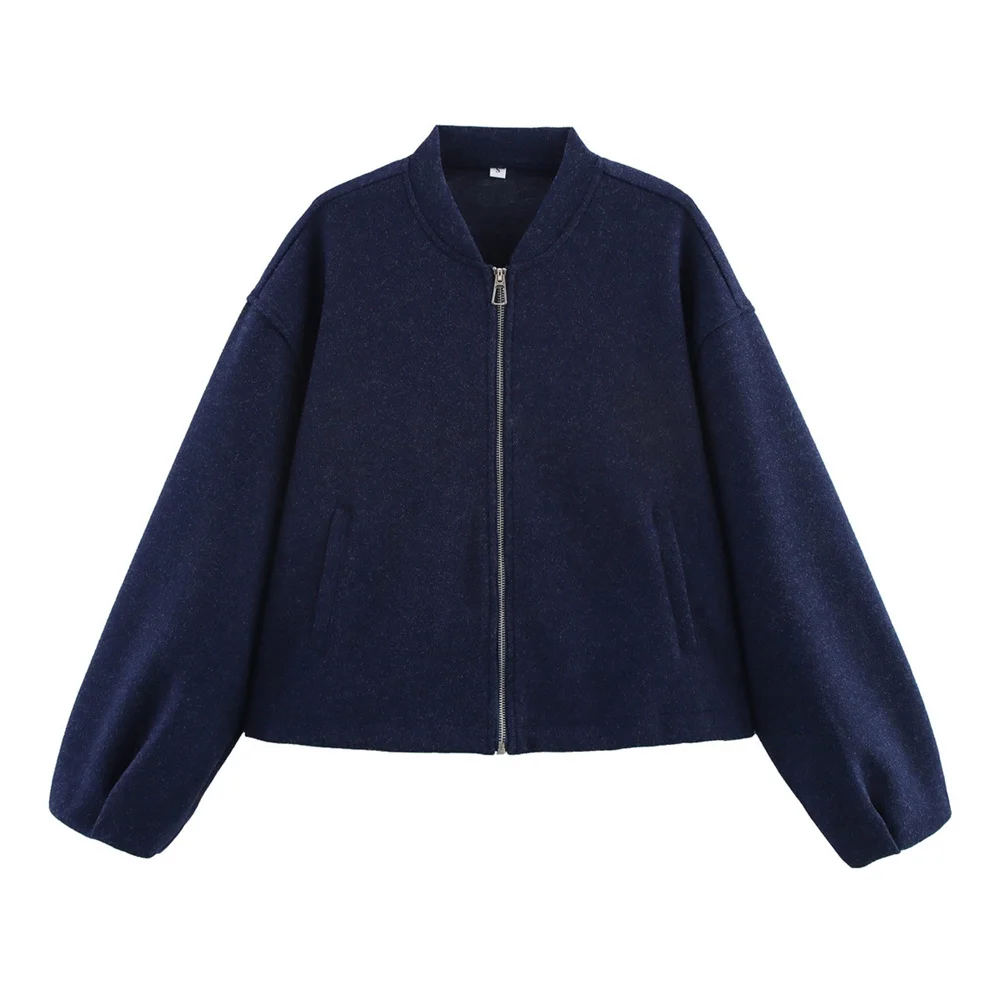 Herbst Neues Produkt Damen Stehkragen Langarm Weiche Schnalle Dekoration Pilot Kurze Jacke Mantel