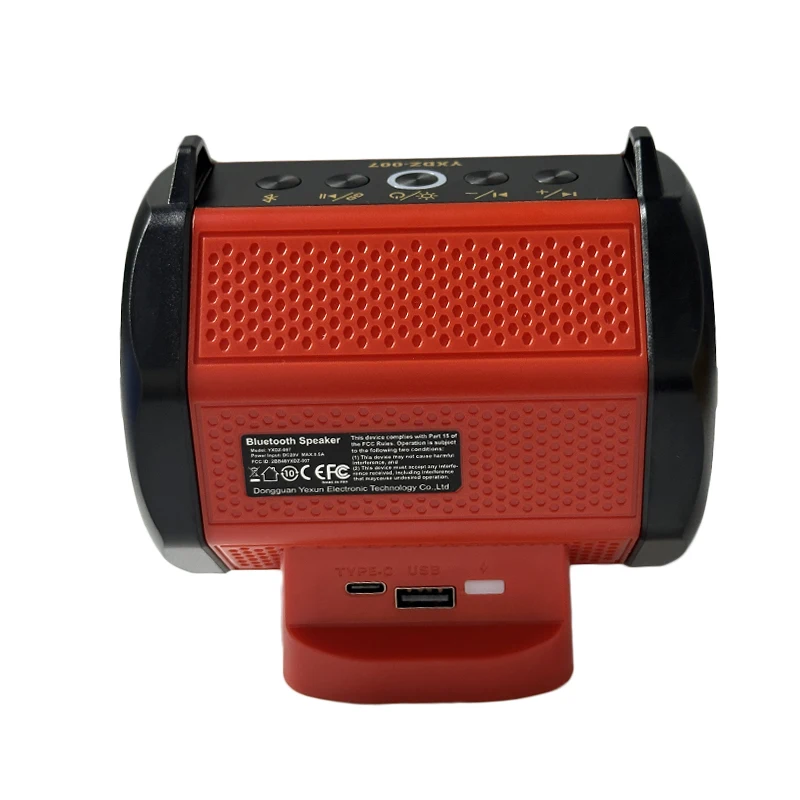 Portable Bluetooth Speaker Stero Player Cordless Loudspeaker Amplifier for Milwaukee 18V Li-ion Battery With USB Party Outdoor