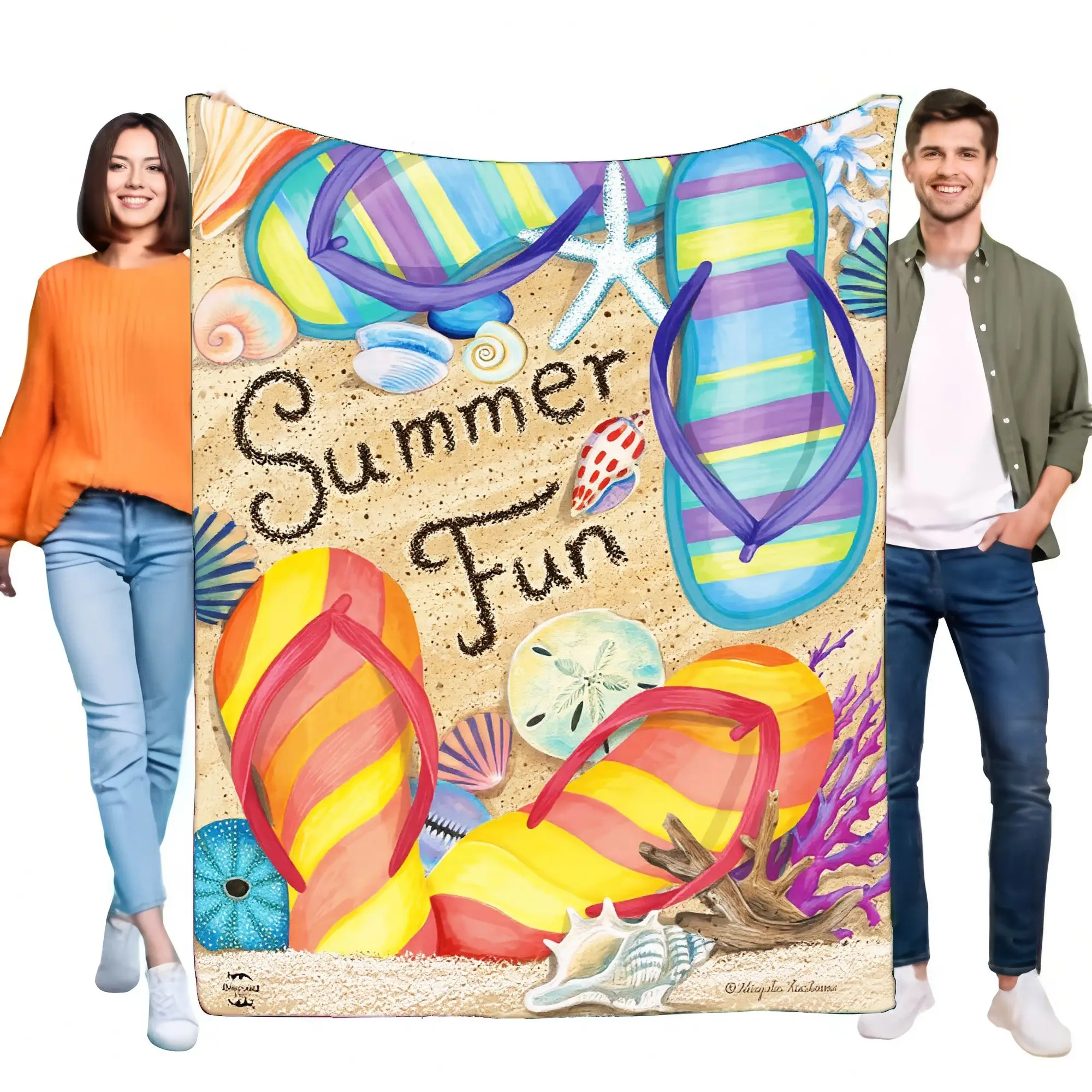 Summer Fun Beach Blanket Soft Lightweight Cozy Feet Sand Design Perfect for Outdoor Picnics and Pool Parties Ideal Gift for Kids