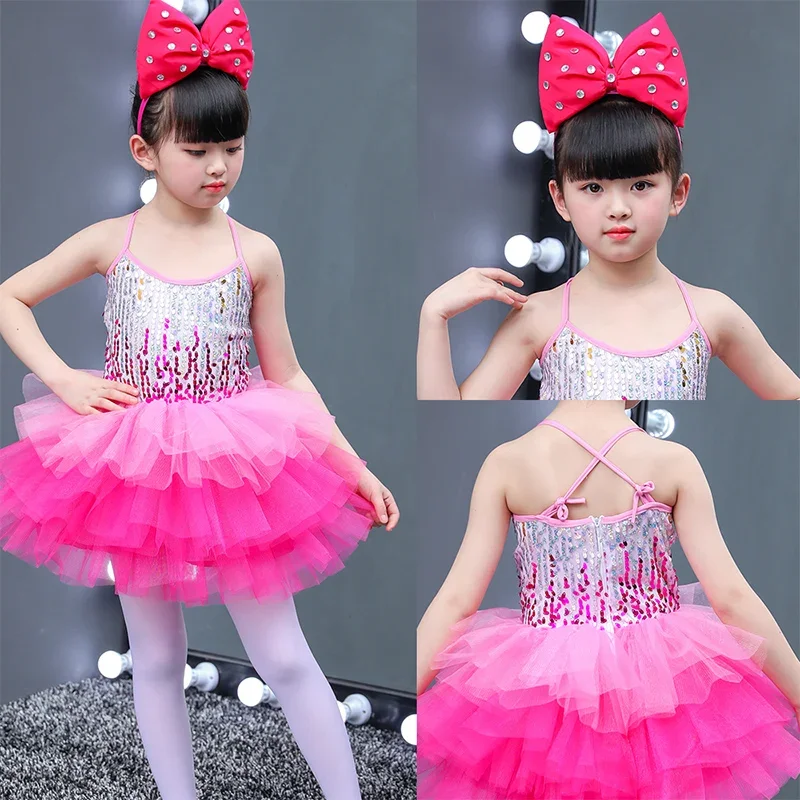 زي رقص حديث بالترتر للفتيات ، تنورة الأميرة توتو للأطفال ، أداء مسرحي لرياض الأطفال ، رقص مشي