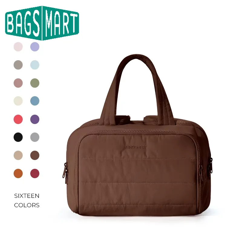 BAGSMART Lightweight Travel Toiletry Bag for Women Portable Wide-open Cosmetic Bag with Handle Travel Makeup Bag