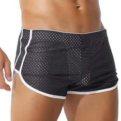 Sexy heren mesh slipje ademend effen kleur sportshorts casual shorts en onderbroeken slips aro pantss