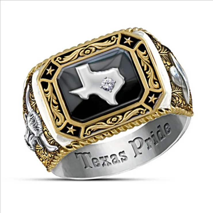 Wish Brand New Texas Map Pendant Rings Lone Star Cowboy Spirit Design Trendy Jewelry Accessories Men Women