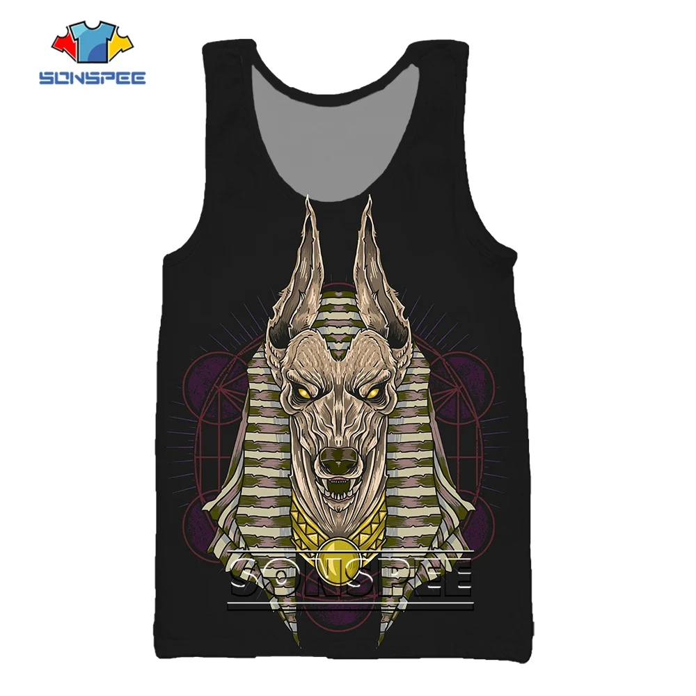 

SONSPEE Anubis God Myth Egypt 3D Print Of Sleeveless Vest Men Women Oversize Hip-hop Street Ornament Humor Leisure Tank Tops