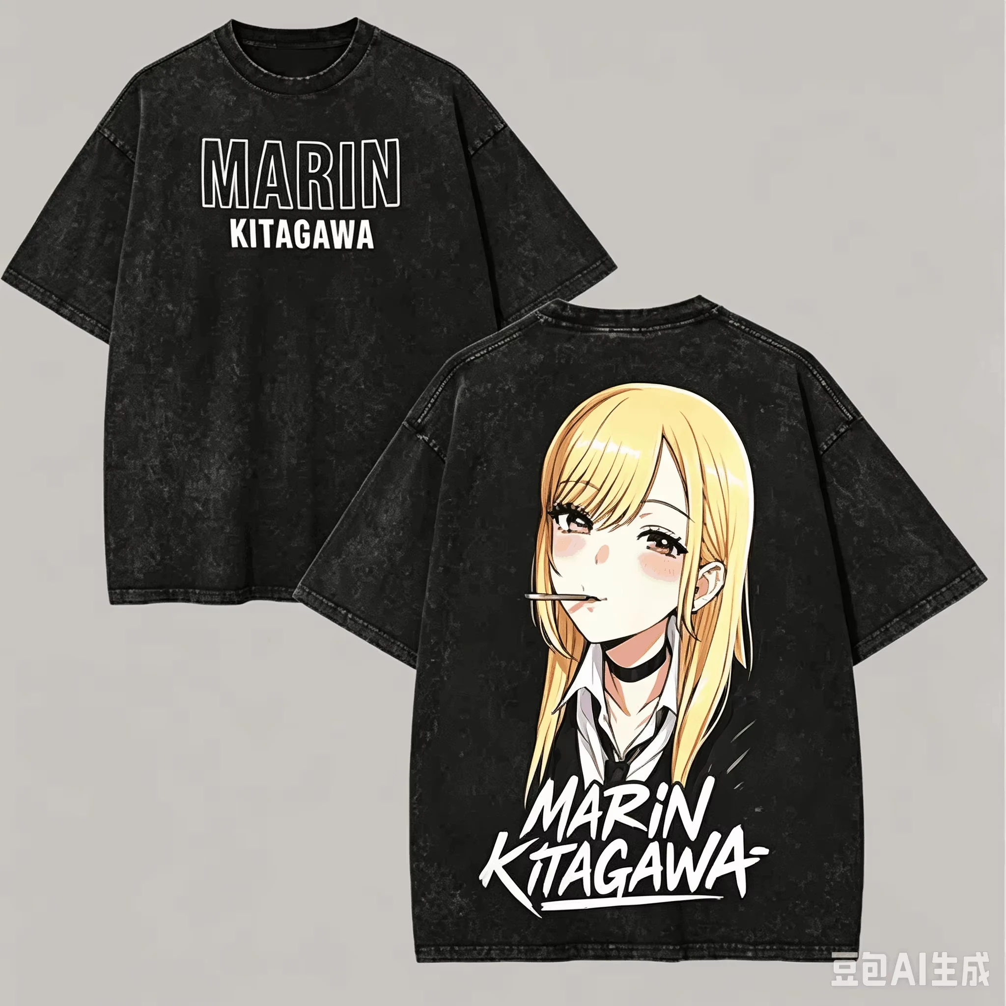 Heißer Verkauf Sommer Anime My Dress-Up Darling Manga Washed T-Shirts Y2K Herren Damen Harajuku Baumwolle Gothic Rundhals Oversized T-Shirts – Detail 3