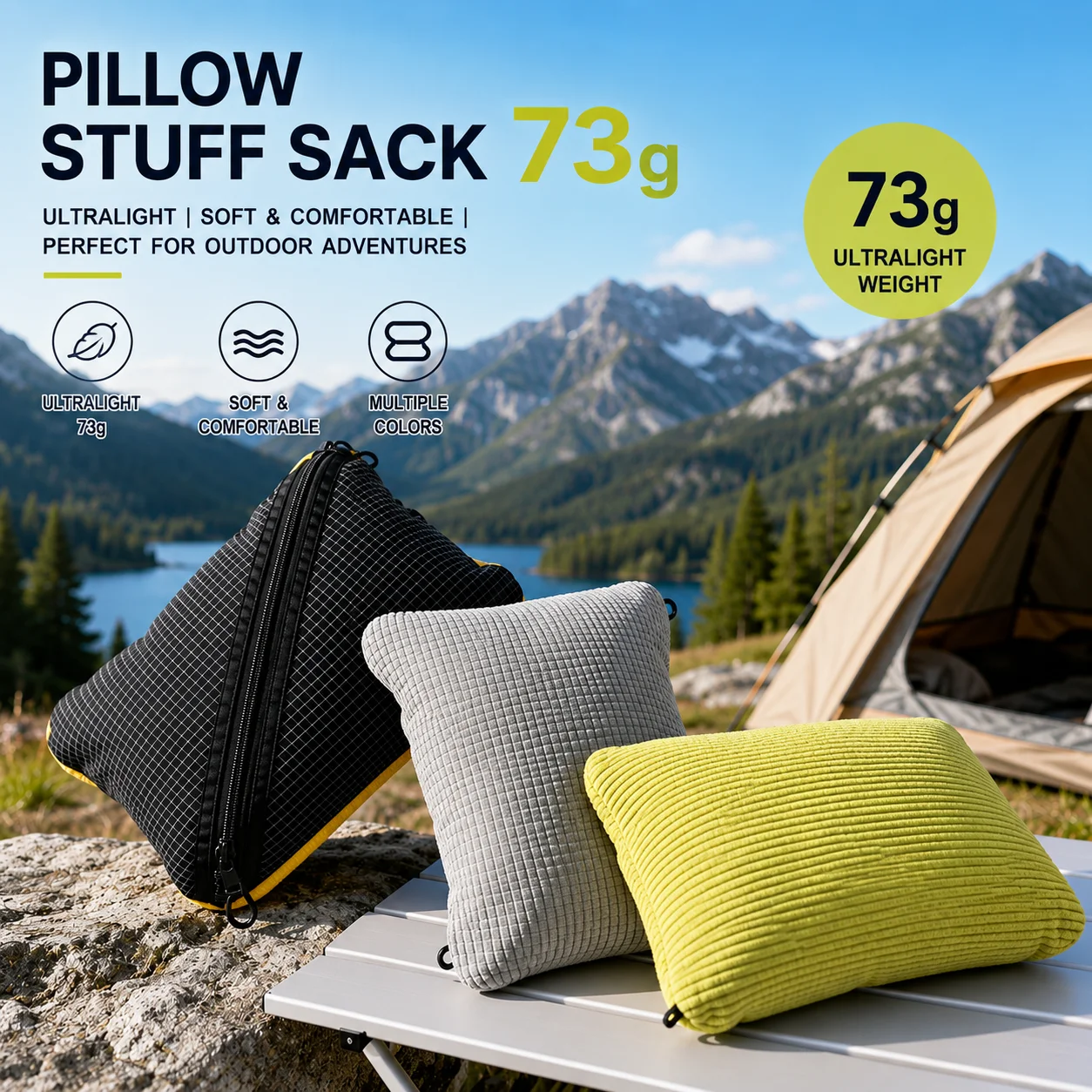 Saco de Armazenamento e Travesseiro 2 em 1 UHMWPE Multifuncional para Exterior, Apoio de Cabeça Ultraleve 73g para Caminhantes e Acampamento, Capa de Travesseiro Dyneema