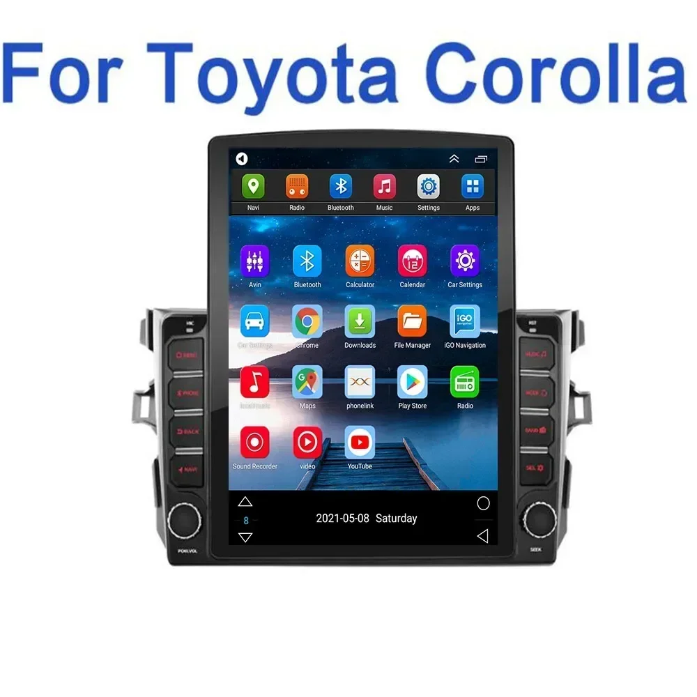 For Tesla Style 2Din Android13 Car Radio For Toyota Corolla E140150 2007-2012 Multimedia Video Player GPS Stereo Carplay DSP RDS