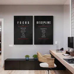 Believe, Discipline and Focus Definition Poster Motivational & Inspirational Canvas Prints Wall Art Painting for Room Home Decor