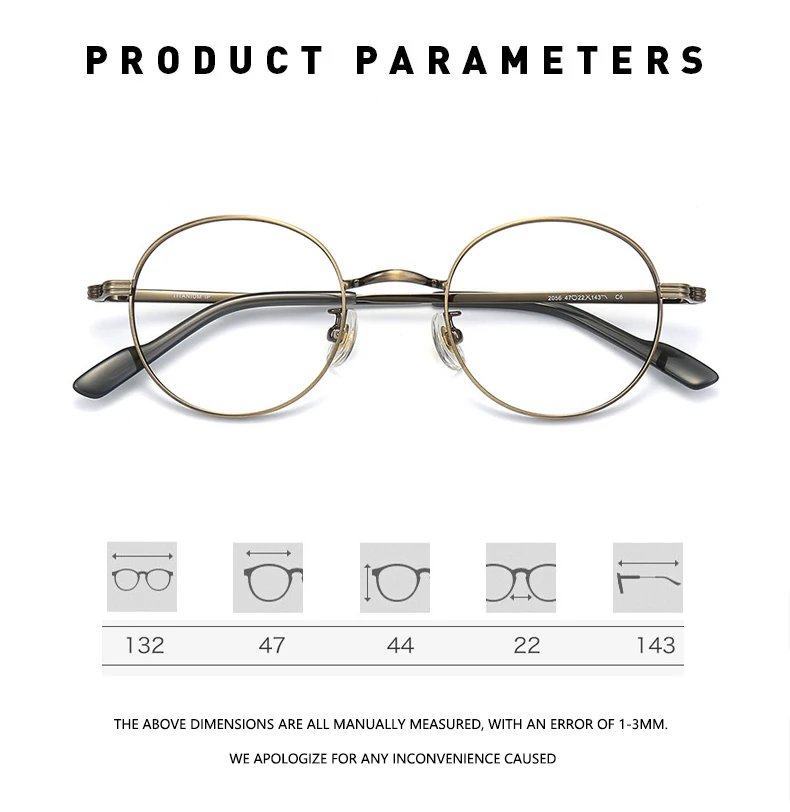 Small Size Retro Vintage Glasses Fashion Ultra Light Titanium Eyewear Myopia Optical Prescription Eyeglasses Frame Man Woman