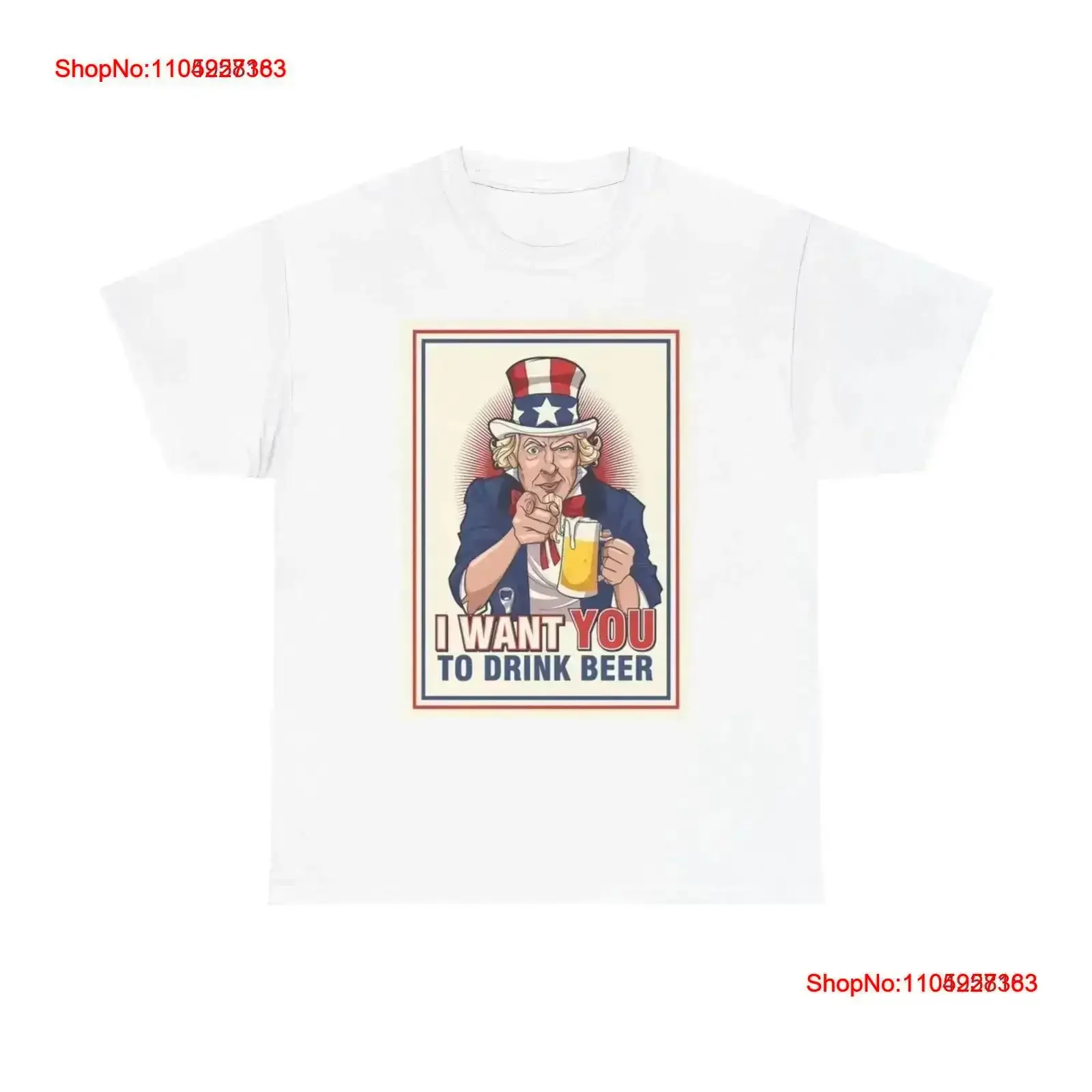 

Футболка Uncle Sam I Want You To Drink Beer, забавная футболка из плотного хлопка, винтажная стираная эластичная мужская уличная одежда, слегка универсальная мягкая