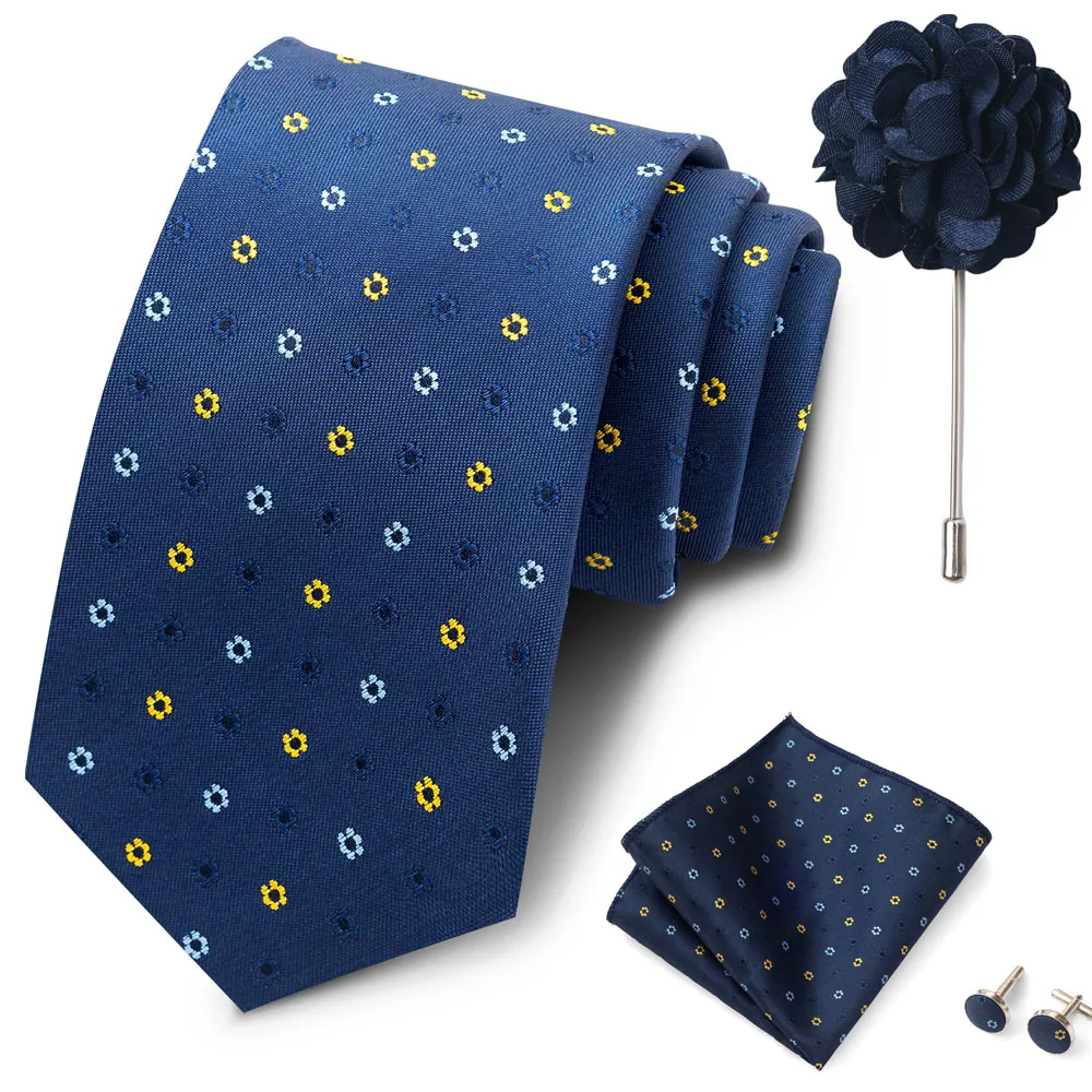 Großhandel Mode 8 cm Krawatte Taschentuch Manschettenknopf Pin Set Männer Krawatte Lila Paisley Anzug Zubehör Fit Hochzeit Geburtstag Geschenk – Detail 35