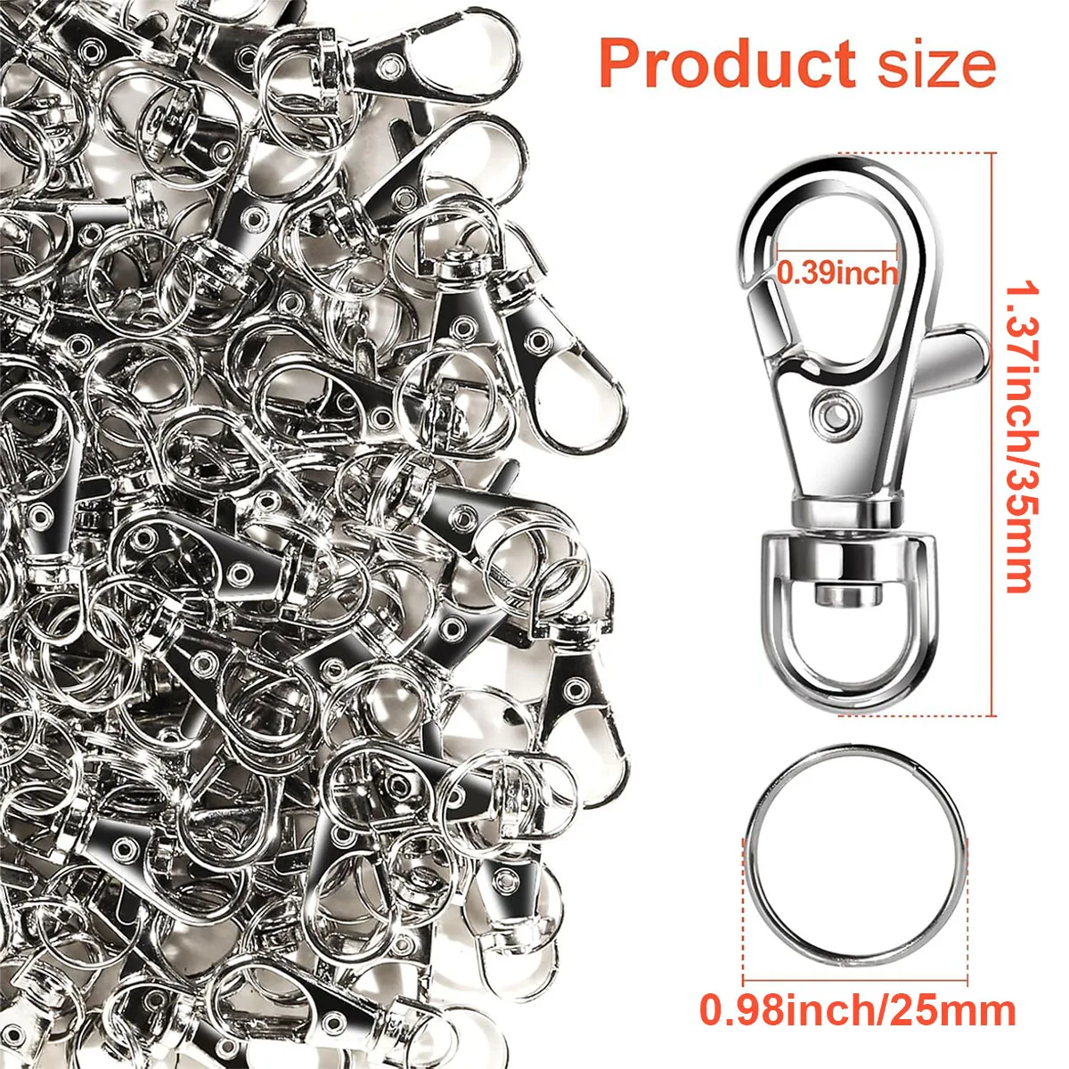 60-Piece Set of Lobster Clasps and Key Rings, 30 Key Chain Clips and 30 Key Rings, Key Chain Making Kit, Suitable for Key Chains