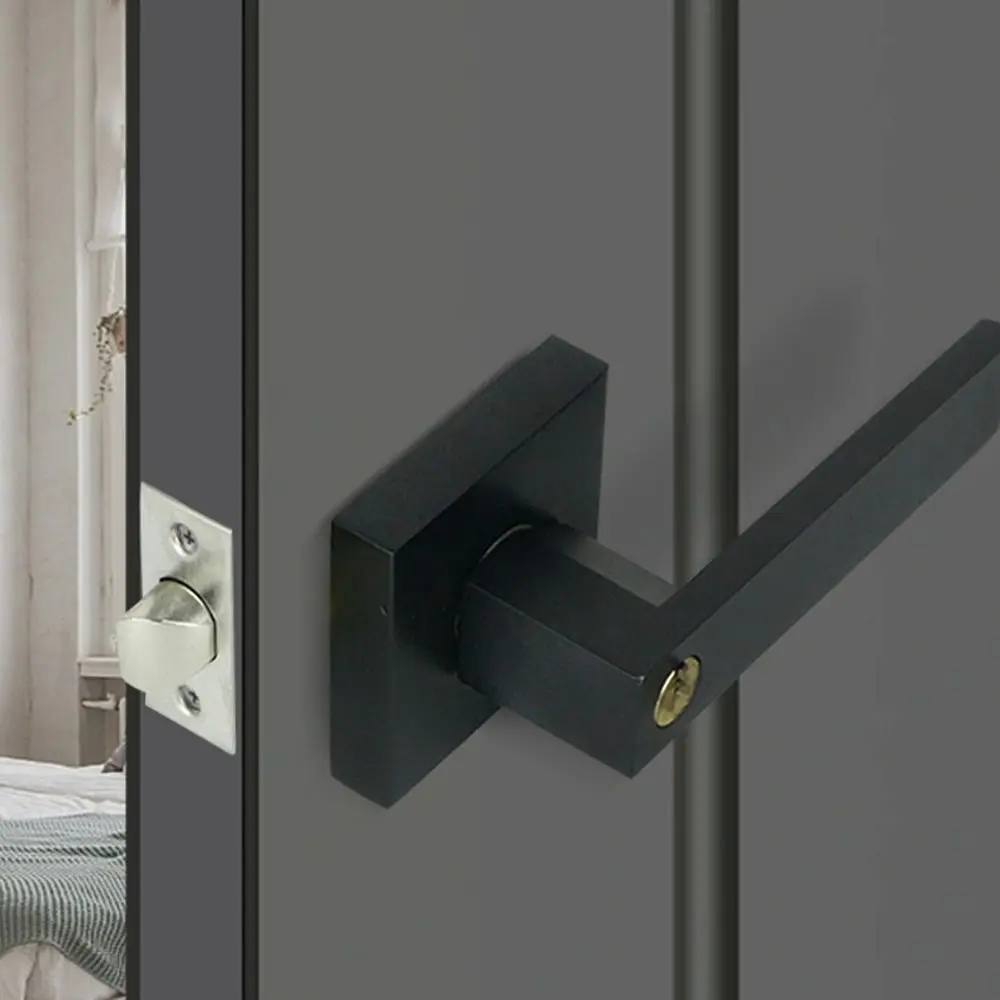 Internal Door Door Handle Lock Cylinder/Latch Bathroom Bedroom Door Door Lock Handles Set Aluminum Alloy with Lock