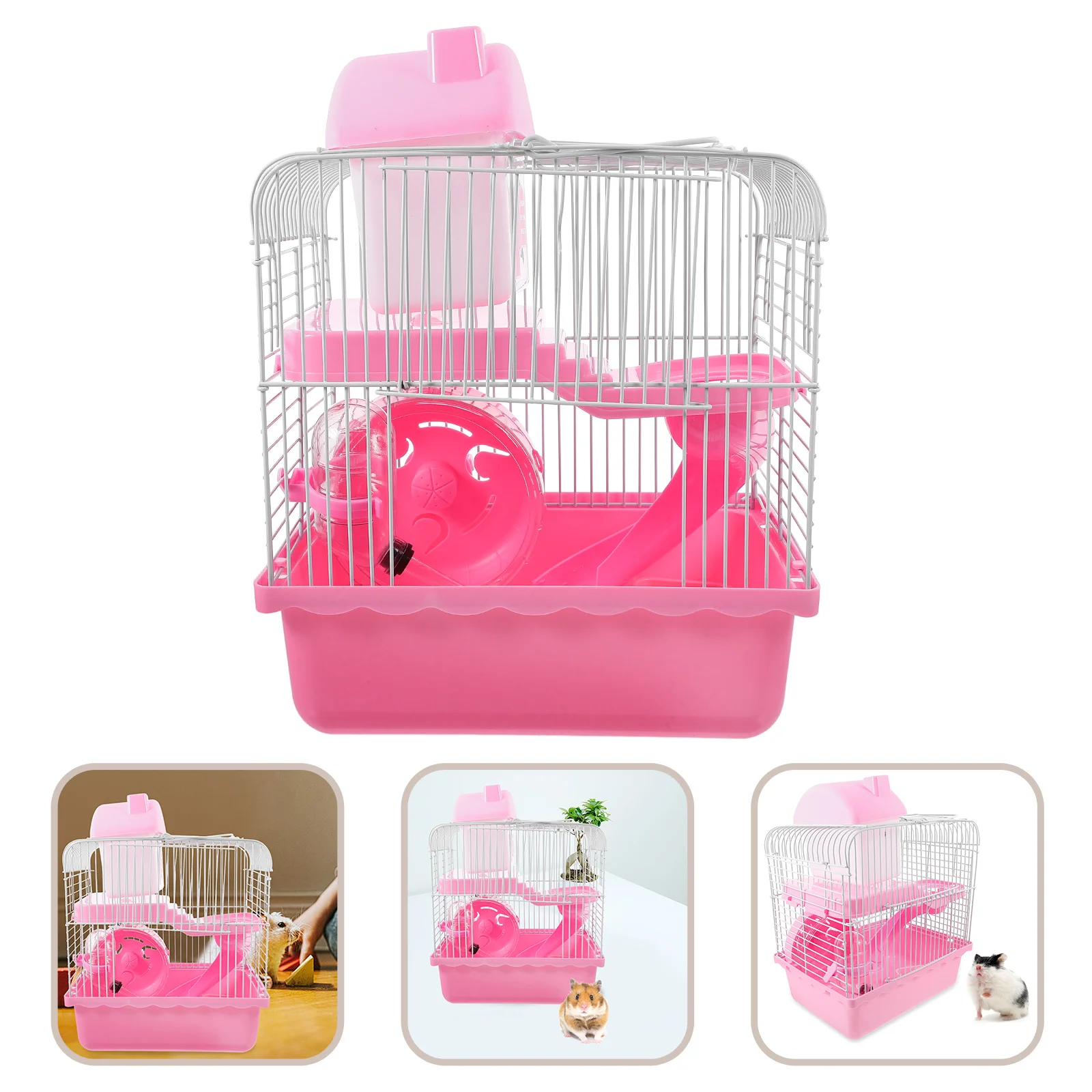 Hamster Castle Cage Large Guinea Pig Toys Pet Villa Double-layer Rat Platform Cages Portable Small Hideout