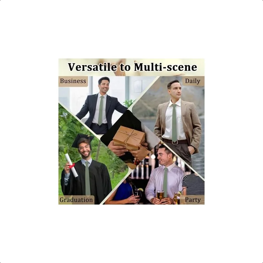 Cravatte generiche per uomo Cravatta skinny in cotone Tinta unita Cravatte da uomo 2.56 '' Cravatta per testimoni dello sposo di nozze Abito quotidiano da lavoro Salvia Gre