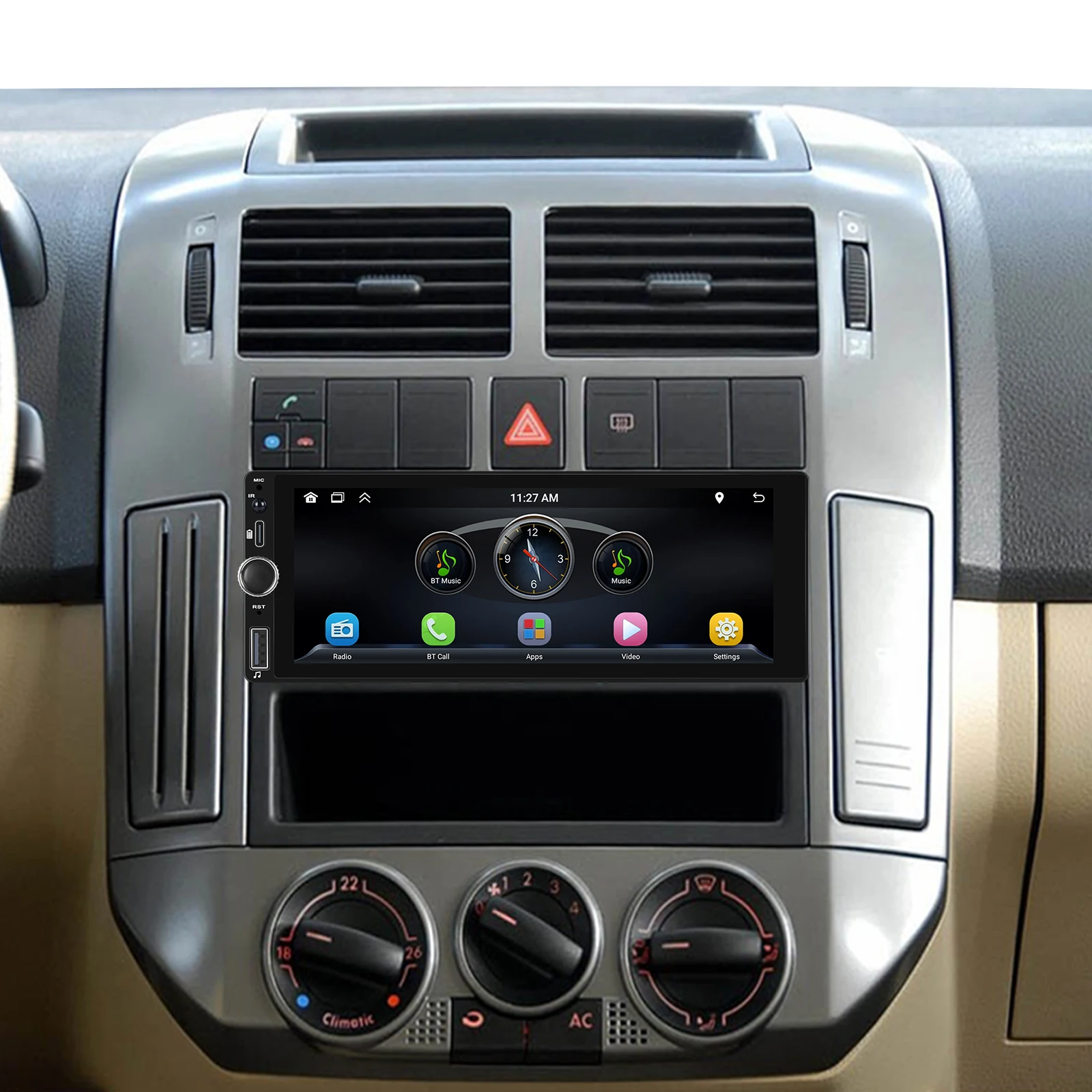 Podofo أندرويد 6.86 ''1Din راديو السيارة ستيريو Carplay أندرويد السيارات IPS شاشة الوسائط المتعددة مشغل فيديو BT USB RDS AUX مرآة الارتباط #2