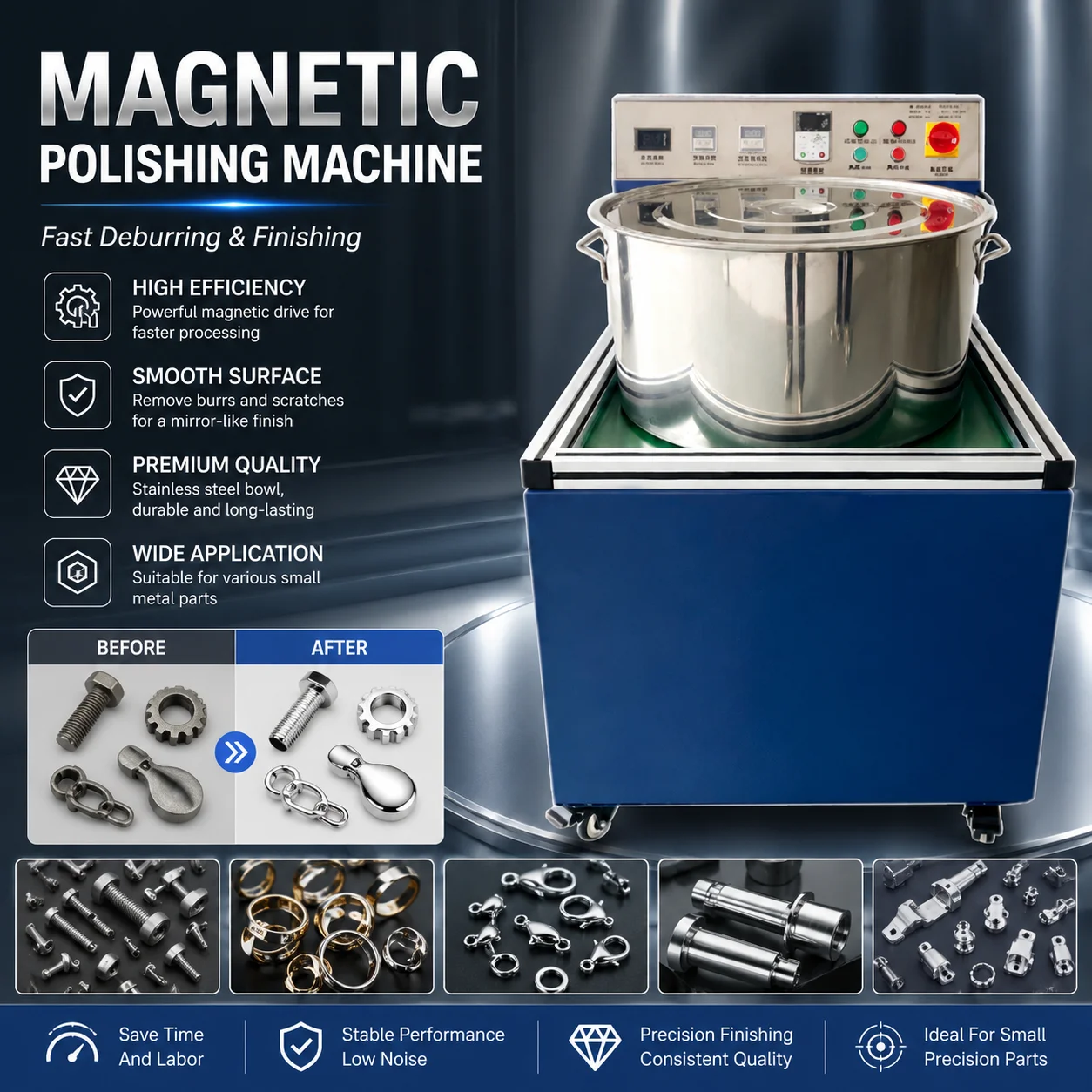 Metal Part Hardware Jewelry Surface Precision Magnetic Grinding And Polishing Machine