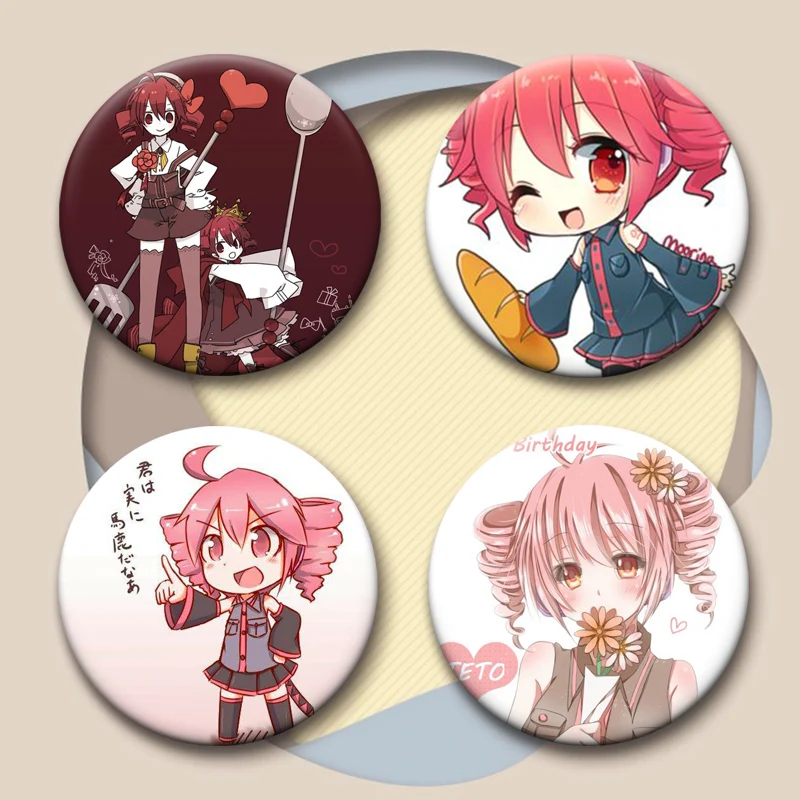 لطيف أنيمي فتاة Kasane تيتو دبابيس UTAU الظاهري المغني دبابيس مستديرة لحقيبة الظهر اكسسوارات مروحة مجوهرات هدايا شارة اليدوية #3