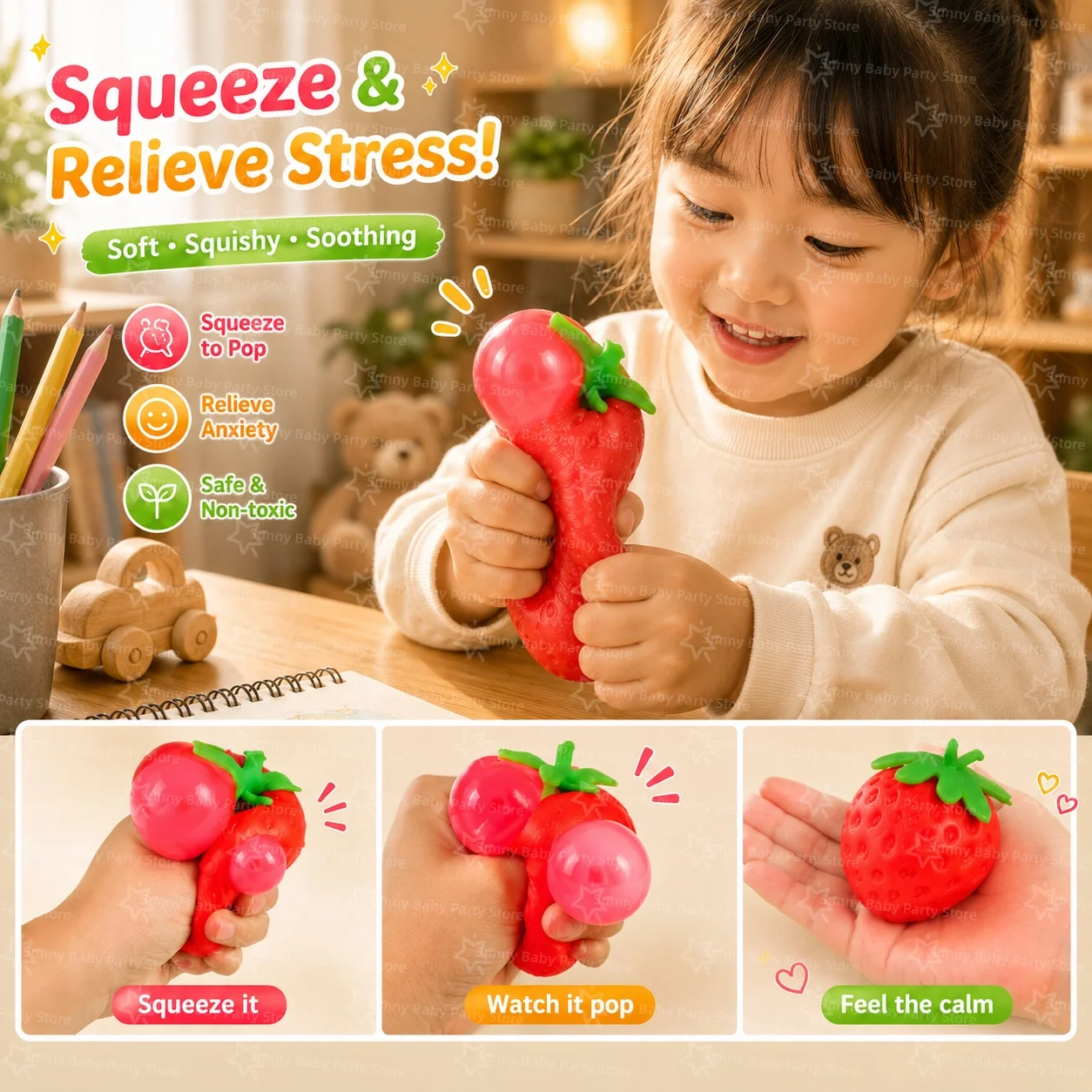 كرة ضغط سيليكون على شكل فراولة - مراجعة Kitchen Gadgets And Toys وسعره