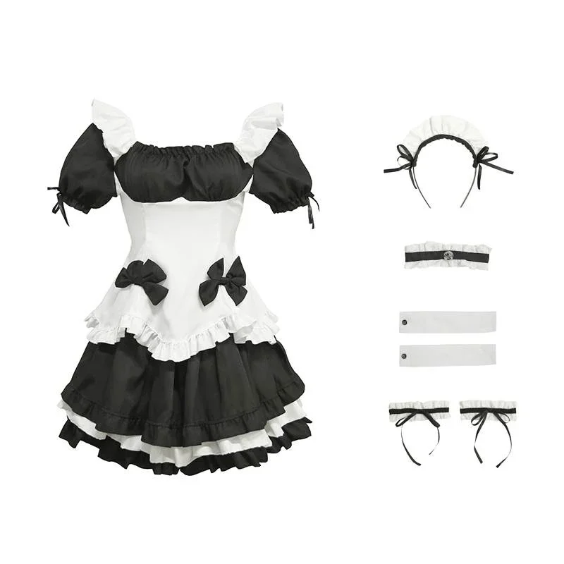 Halloween Costume Lolita Anime Maid Cosplay Gothic Sweet Big Bow Plus Size Maid Love Live Cosplay Party Uniform japanese clothes