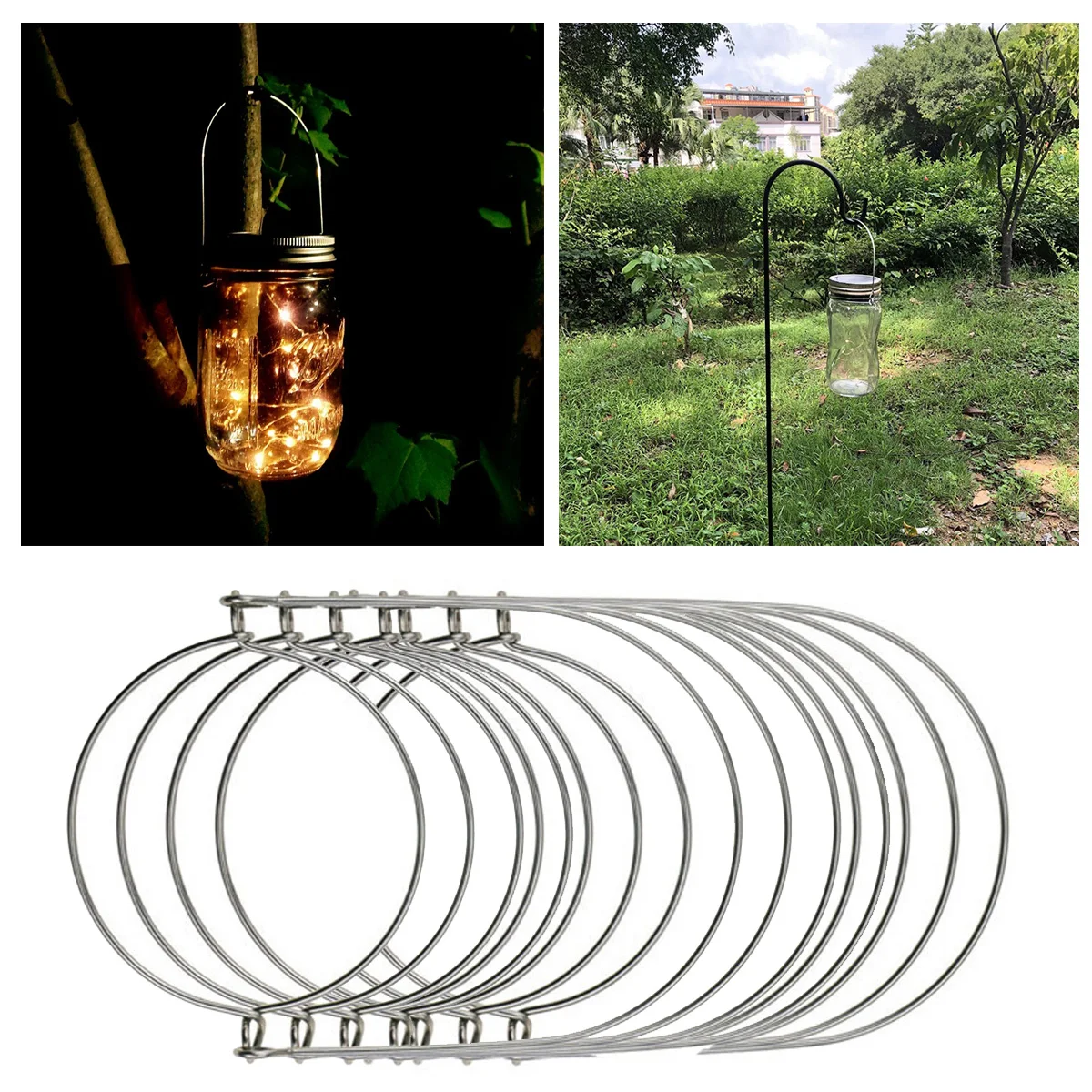 

8pcs Stainless Steel Mason Jar Handles Wire Hangers Rustproof Easy Install 86Mm Compatible Metal Lid Rings For Home Party