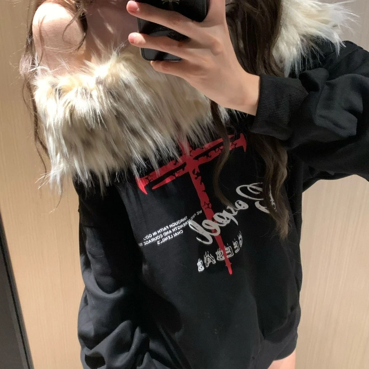 بلوزات الأمريكية الرجعية طويلة الأكمام فو الفراء مائل الرقبة تيز ثقافة فرعية Harajuku مثير نمط الخريف الجمالية النساء الملابس