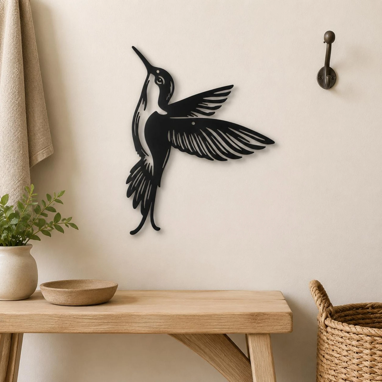 3 Pieces Black Hummingbird Wall Decor Flat Metal Hummingbird Wall Art Easy to Hang Rust-Resistant for Patio