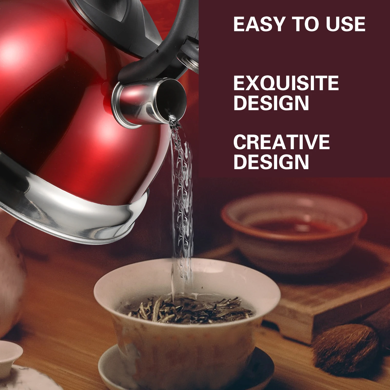 

Sound Pot Stainless Steel Teakettle Retro Boiling Stovetop Gas Cooker Teapot Heat Insulated H Anti Scalding Safe