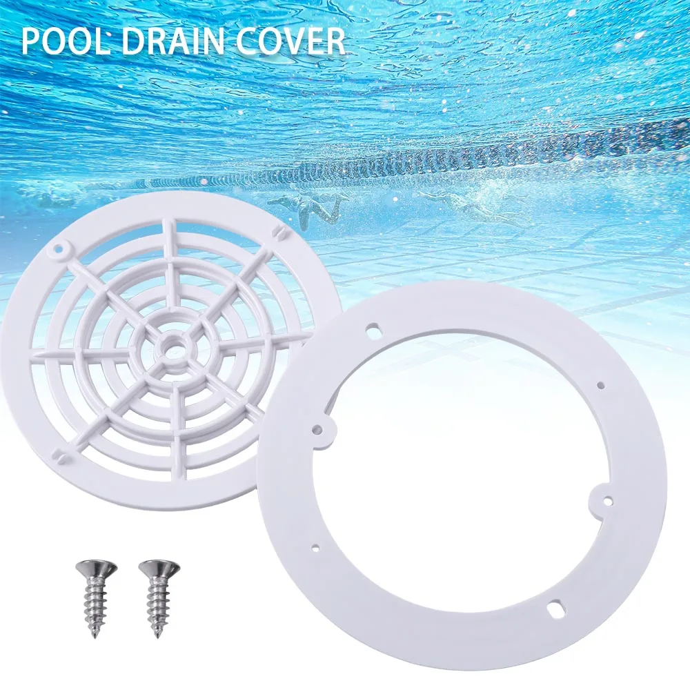ABS Pool Main Drain Cover Replacement Underground Pool Outlet Cover With Screws Portable Grate Bottom Mounting Plates