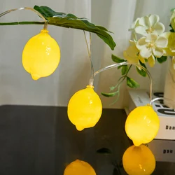 2025 LED Rome Decoration Yellow Lemon String Lights Indoor Party Atmosphere Christmas Battery Flower Fairy Lights Curtains 066