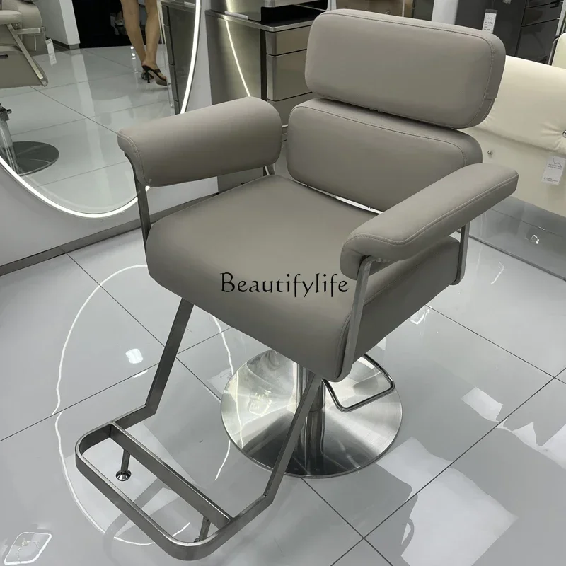 High-End Hairdressing Chair Barber Shop Stainless Steel Hot Dyeing for Hair Salon Lifting Rotating Hair Cutting Chair