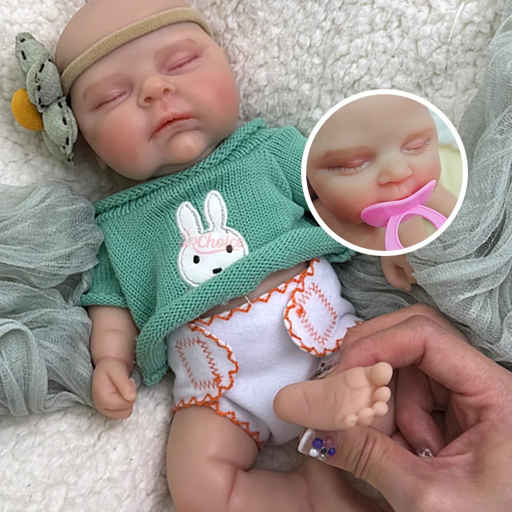 미니 12인치 세척 가능한 리본 베이비돌, 실물 같은 다시 태어난 소녀, 통통한 실리콘 신생아 인형, 딸 생일/크리스마스 선물