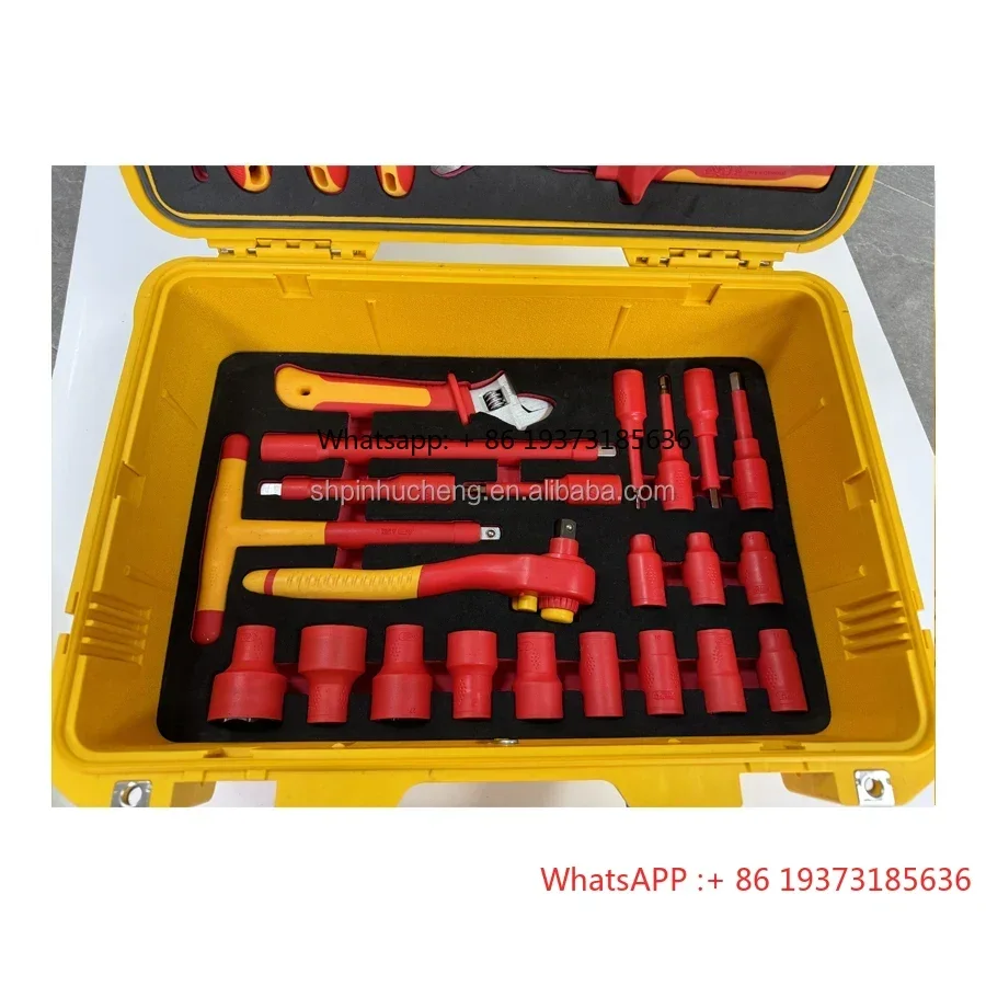 46 Buah Alat Perbaikan Mobil Kunci Pas T Terisolasi VDE 1000V Setelan Kotak Alat Soket Kunci Pas Ujung Terbuka