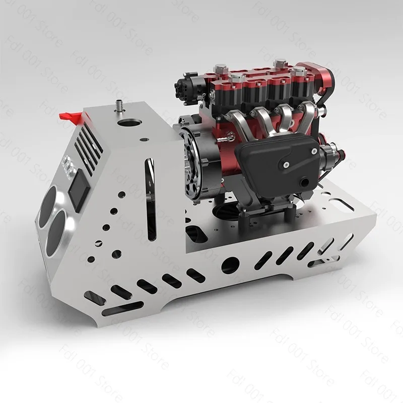 D6S Twin Cams Water Cooled Steam Engine Four Valve Turbo Independent Lubrication RC Vehicle Refit Parts Desktop Machinery Displa