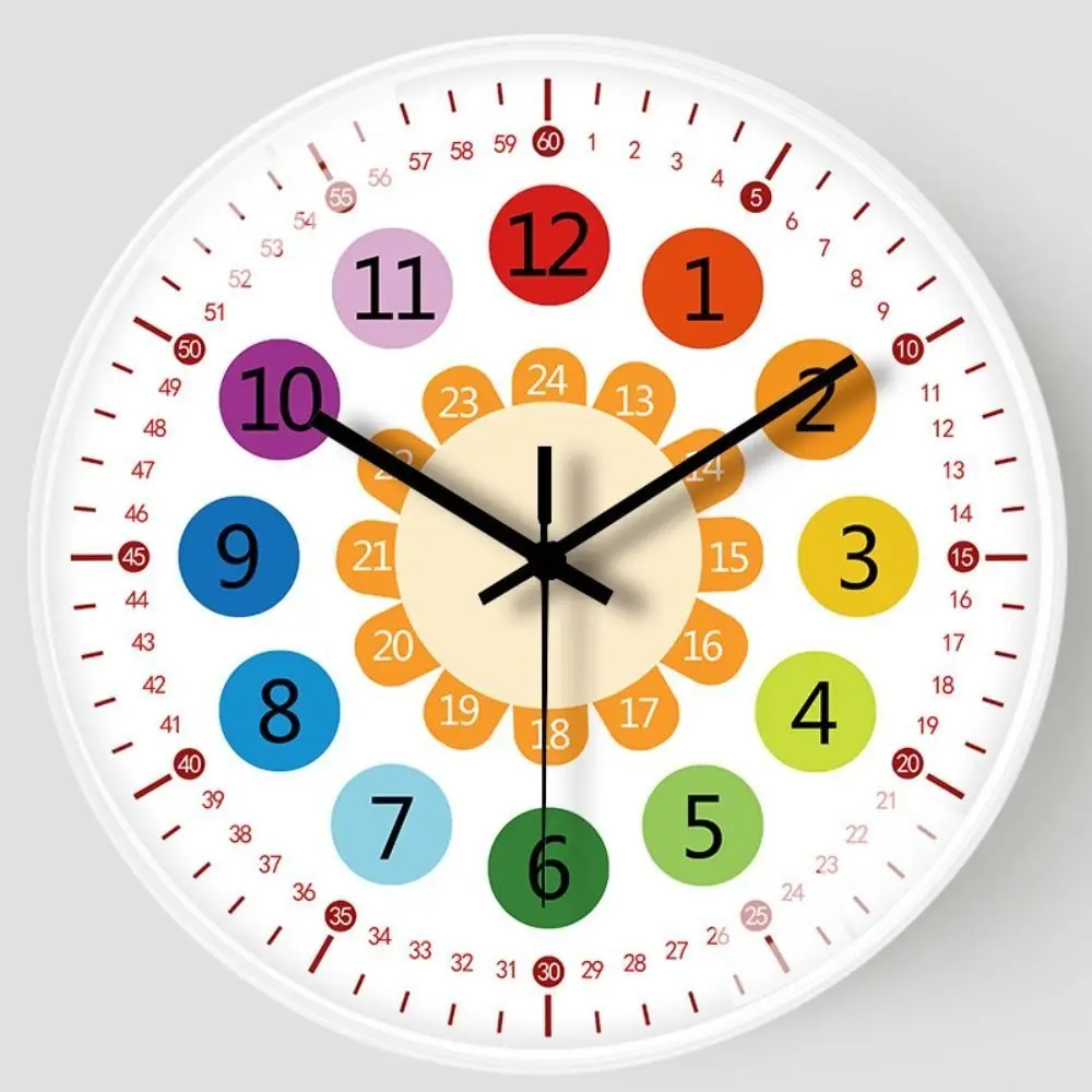 Wall Decor Silent Wall Clock Punch-free Simple Learning Clock Mute Creative Electronic Color Clock School