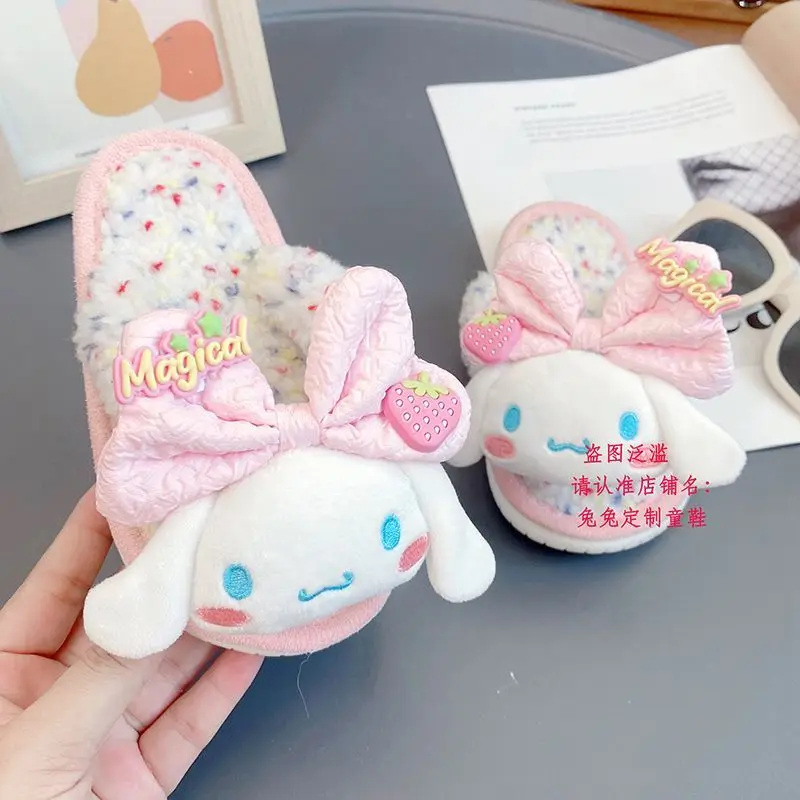 

Kawaii Cinnamoroll Sanrio Student Cute Cartoon Plush Slippers Children Comfortable Warm Cotton Shoes Christmas Gifts for Kids