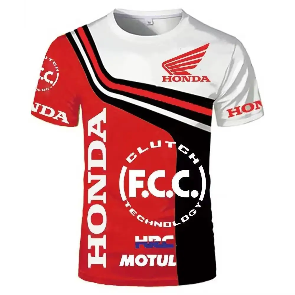

European And American New Honda Logo T-Shirt 2025 Summer Men's 3d Digital Printed Honda Comfortable Short Sleeved Clothes