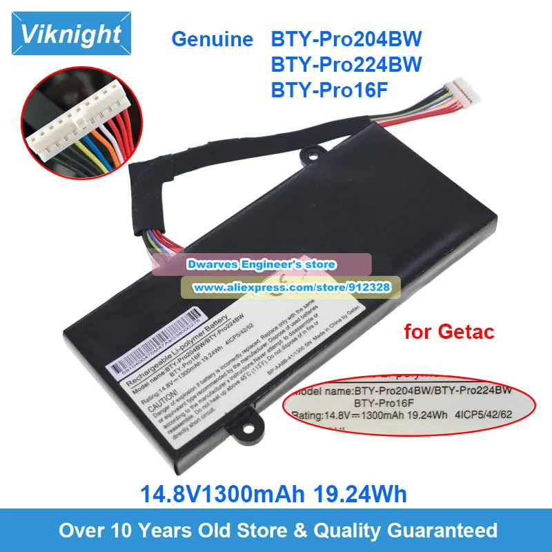 

Genuine BTY-Pro204BW BTY-Pro224BW Battery BTY-Pro16F 14.8V 1300mAh 19.24Wh for Getac Laptop Battery BP-AA8B-41