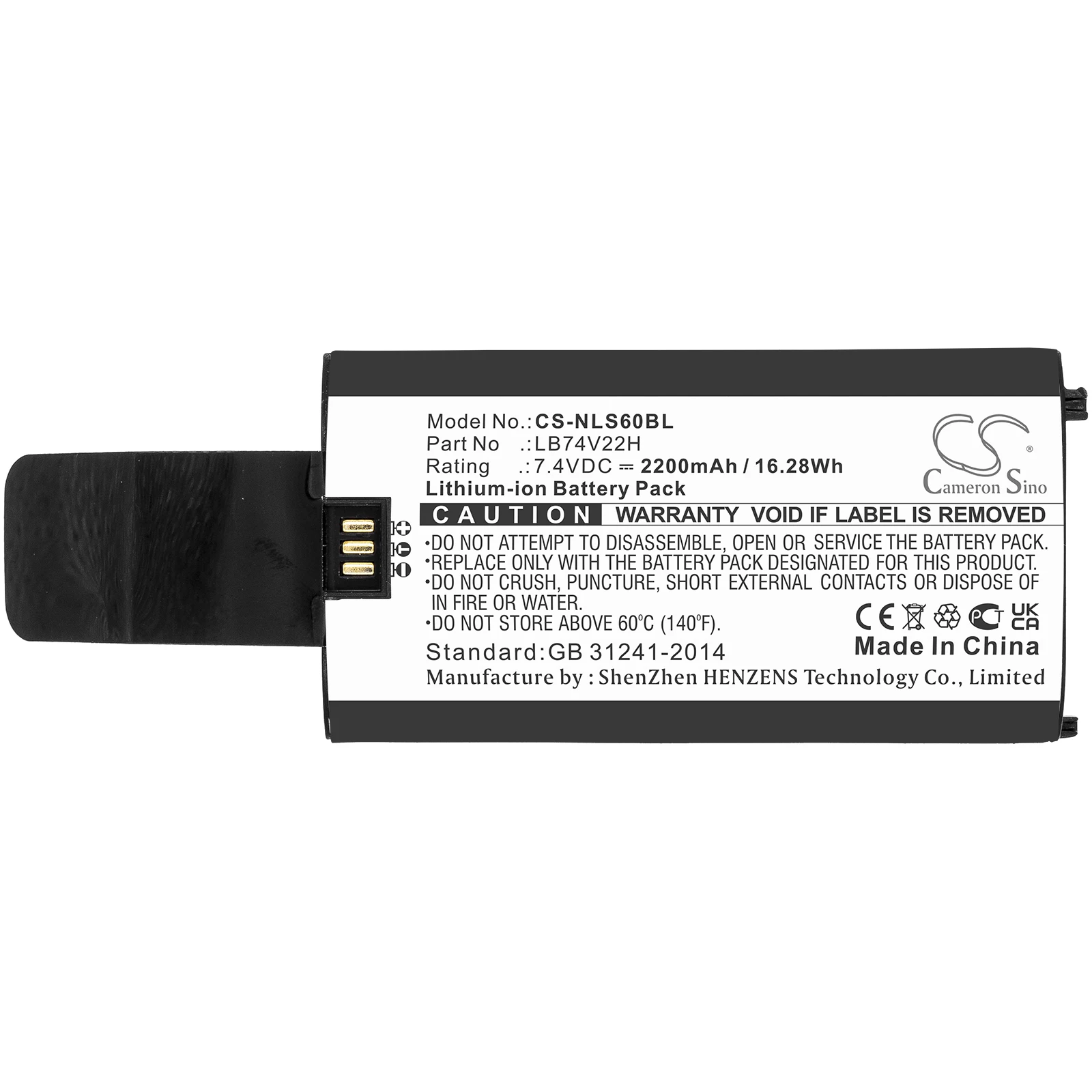 Cameron Sino batería para NEWLAND LB74V22H SP60,SPG7 2200mAh / 16.28Wh