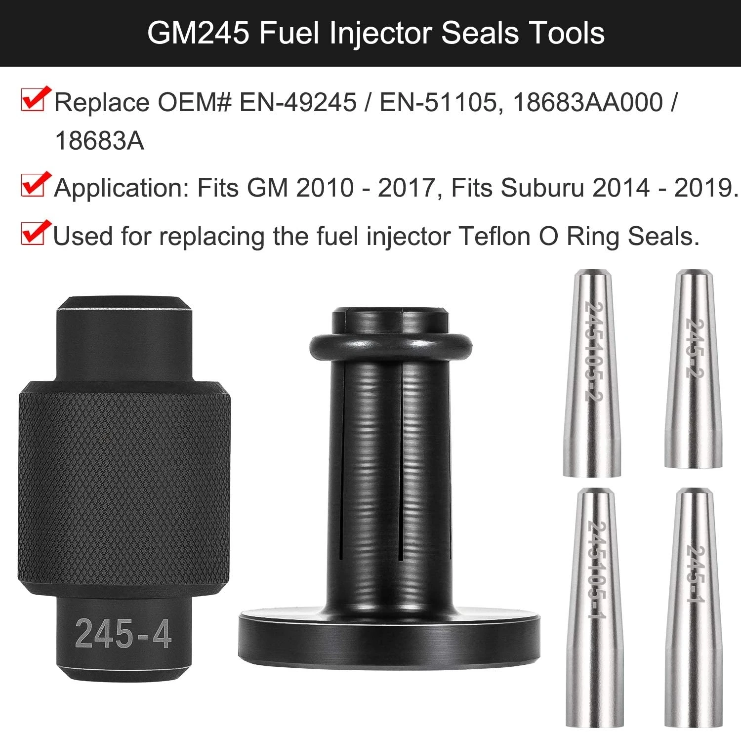 TM 6706 Fuel Injector Rail Assembly Remover & GM245 Fuel Injector Seals Tools Fits for GM Engines Replace EN-49245, EN-51105