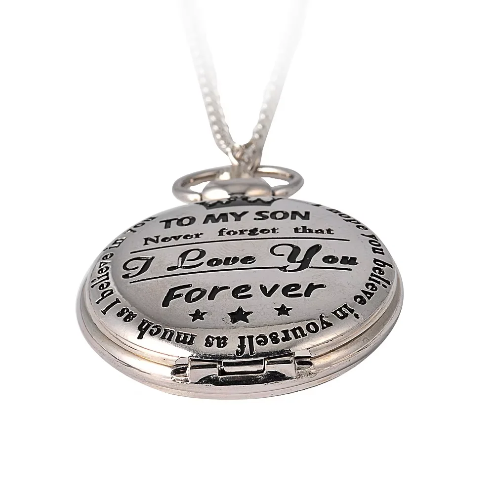 New lettering To My Son FOREVER letter pocket watch retro royal crown silver pocket watch large pocket watch